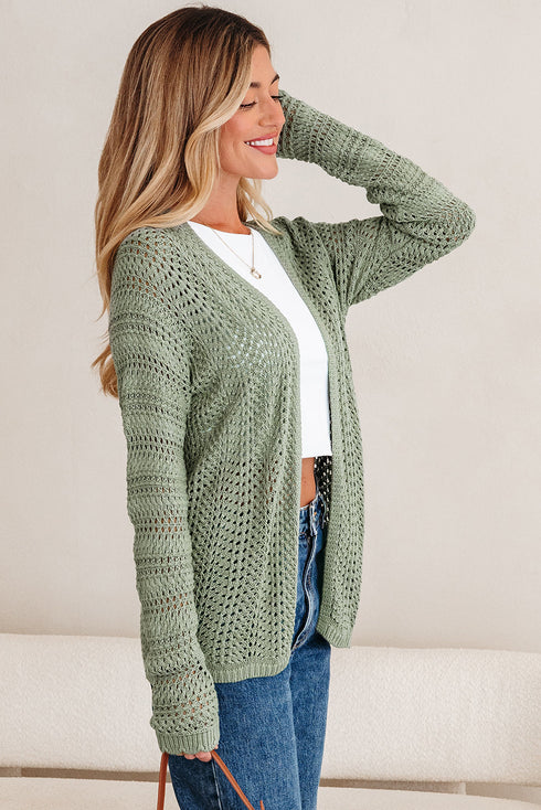 Relaxed Pointelle Knit Open Front Daily Cardigan