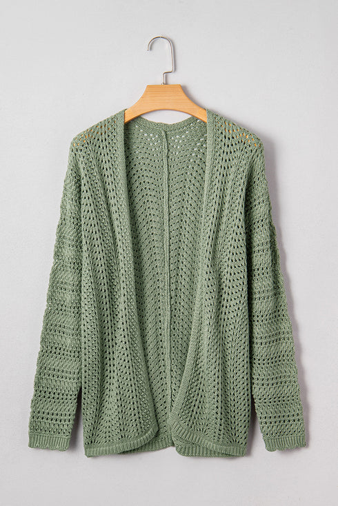 Relaxed Pointelle Knit Open Front Daily Cardigan