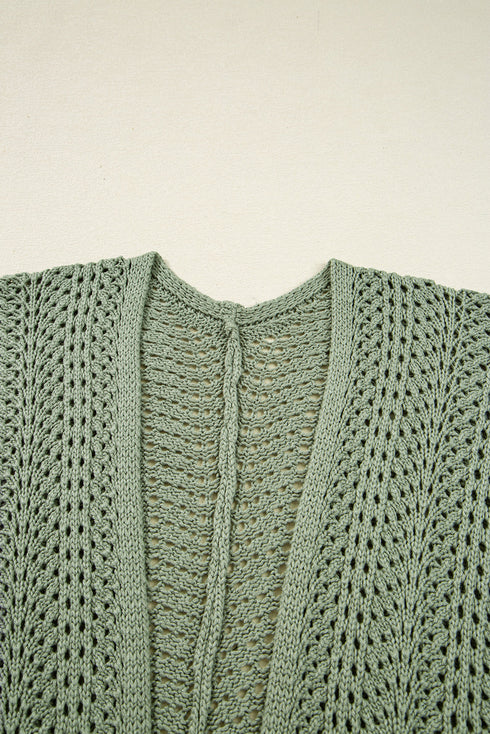 Relaxed Pointelle Knit Open Front Daily Cardigan