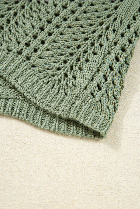 Relaxed Pointelle Knit Open Front Daily Cardigan