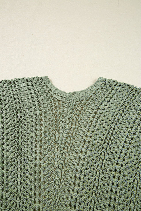 Relaxed Pointelle Knit Open Front Daily Cardigan