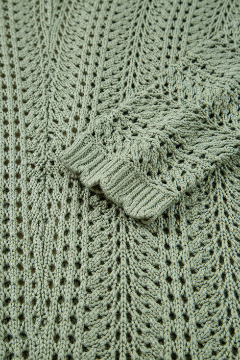 Relaxed Pointelle Knit Open Front Daily Cardigan