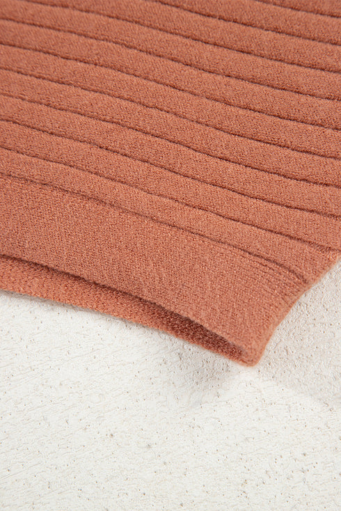 Relaxed Ribbed Knit Button Front Collared Cardigan