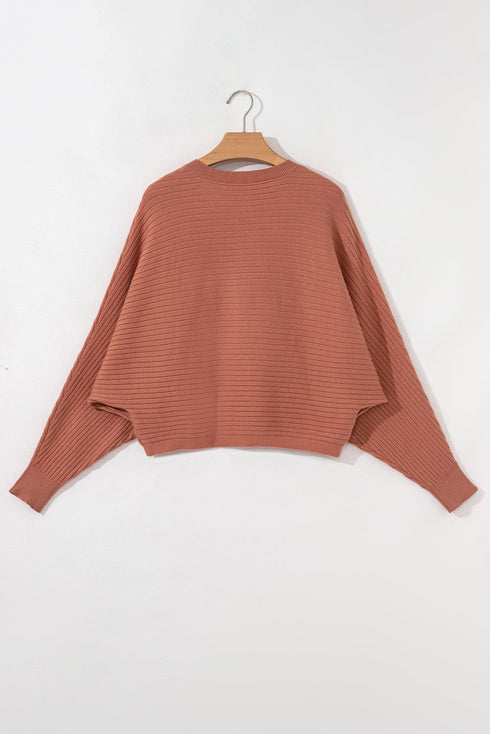 Relaxed Ribbed Knit Button Front Collared Cardigan