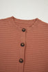 Relaxed Ribbed Knit Button Front Collared Cardigan