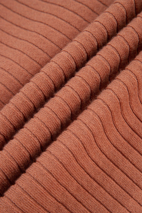Relaxed Ribbed Knit Button Front Collared Cardigan