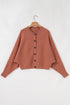 Relaxed Ribbed Knit Button Front Collared Cardigan