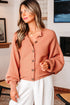 Relaxed Ribbed Knit Button Front Collared Cardigan