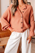 Relaxed Ribbed Knit Button Front Collared Cardigan