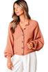 Relaxed Ribbed Knit Button Front Collared Cardigan