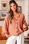 Relaxed Ribbed Knit Button Front Collared Cardigan