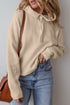 Relaxed Ribbed Knit Drawstring Pullover Hooded Sweater