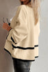 Relaxed Ribbed Knit Side Button Detail Pullover Sweater