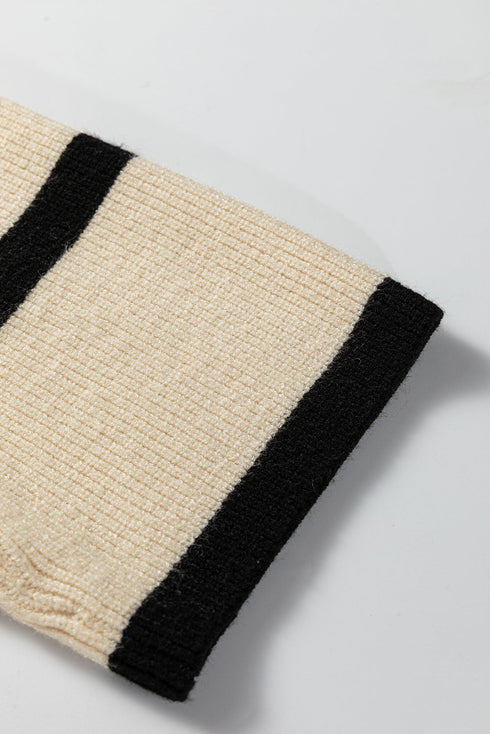 Relaxed Ribbed Knit Side Button Detail Pullover Sweater