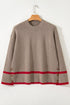 Relaxed Ribbed Knit Side Button Detail Pullover Sweater