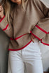 Relaxed Ribbed Knit Side Button Detail Pullover Sweater