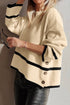 Relaxed Ribbed Knit Side Button Detail Pullover Sweater