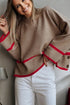 Relaxed Ribbed Knit Side Button Detail Pullover Sweater