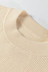 Relaxed Ribbed Knit Side Button Detail Pullover Sweater
