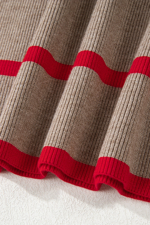 Relaxed Ribbed Knit Side Button Detail Pullover Sweater