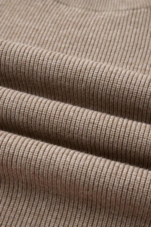 Relaxed Ribbed Knit Side Button Detail Pullover Sweater