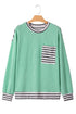 Relaxed Ribbed Knit Striped Trim Tunic Top