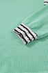 Relaxed Ribbed Knit Striped Trim Tunic Top