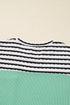 Relaxed Ribbed Knit Striped Trim Tunic Top