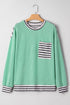 Relaxed Ribbed Knit Striped Trim Tunic Top