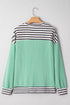 Relaxed Ribbed Knit Striped Trim Tunic Top