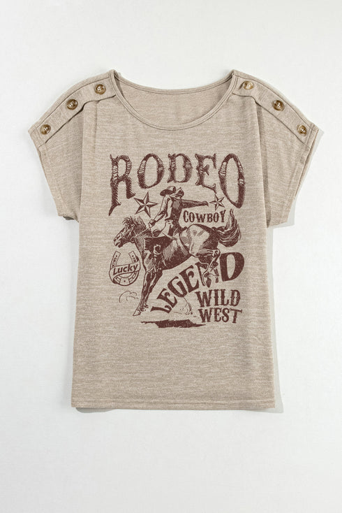 Relaxed Rodeo Graphic Print Batwing Sleeve Jersey Tee