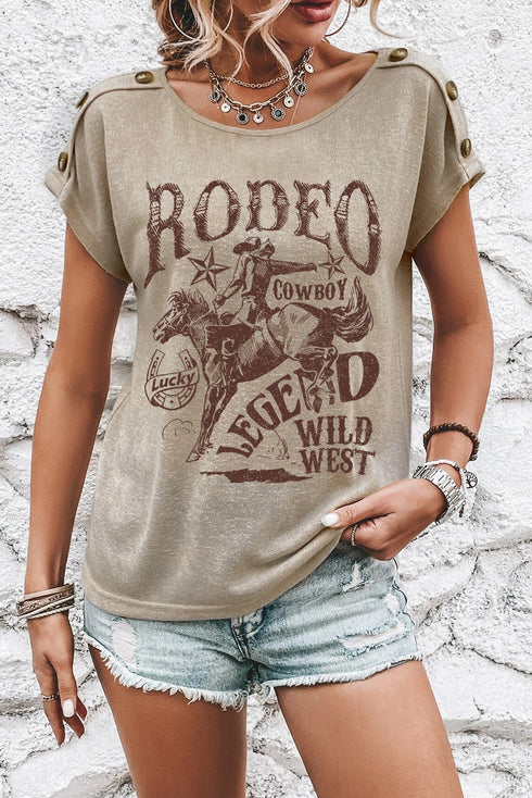 Relaxed Rodeo Graphic Print Batwing Sleeve Jersey Tee