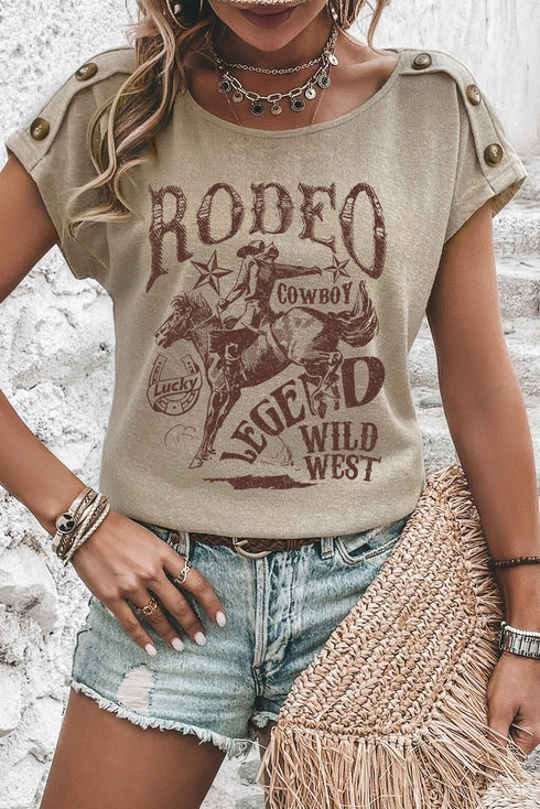 Relaxed Rodeo Graphic Print Batwing Sleeve Jersey Tee