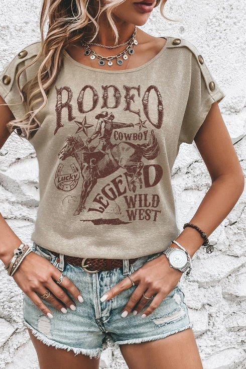 Relaxed Rodeo Graphic Print Batwing Sleeve Jersey Tee