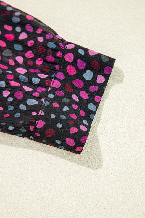 Relaxed Semi Sheer Confetti Print Button Down Shirt