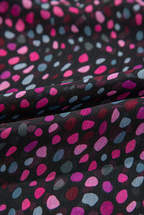 Relaxed Semi Sheer Confetti Print Button Down Shirt
