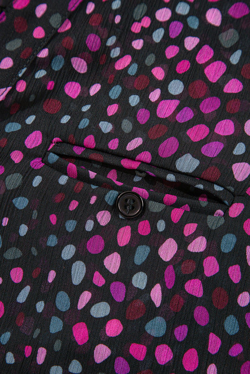 Relaxed Semi Sheer Confetti Print Button Down Shirt