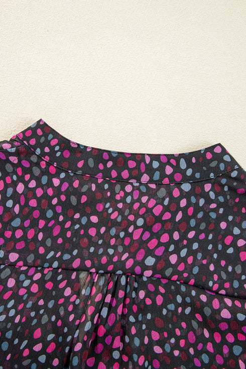 Relaxed Semi Sheer Confetti Print Button Down Shirt