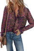 Relaxed Semi Sheer Confetti Print Button Down Shirt