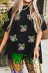 Relaxed Sequin Emblem Raw Edge High Low T-Shirt