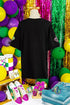 Relaxed Sequin Emblem Raw Edge High Low T-Shirt