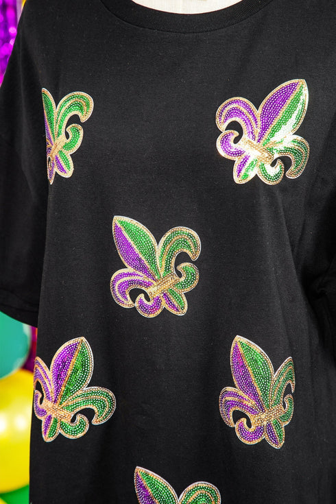 Relaxed Sequin Emblem Raw Edge High Low T-Shirt