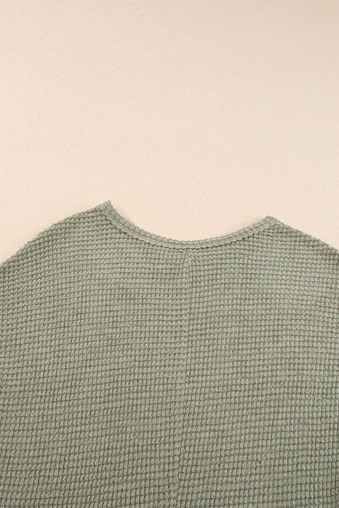 Relaxed Short Sleeve Textured Knit High Low Dress