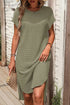 Relaxed Short Sleeve Textured Knit High Low Dress
