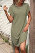 Relaxed Short Sleeve Textured Knit High Low Dress