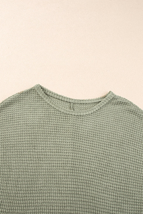 Relaxed Short Sleeve Textured Knit High Low Dress