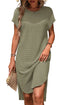 Relaxed Short Sleeve Textured Knit High Low Dress
