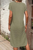 Relaxed Short Sleeve Textured Knit High Low Dress