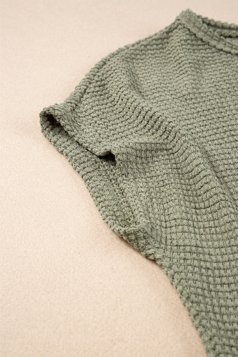 Relaxed Short Sleeve Textured Knit High Low Dress