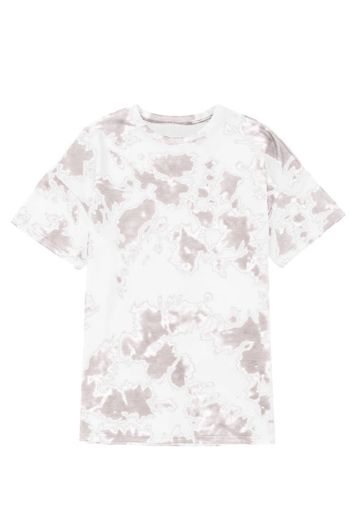 Relaxed Short Sleeve Tie Dye Print Casual Crew Neck Top